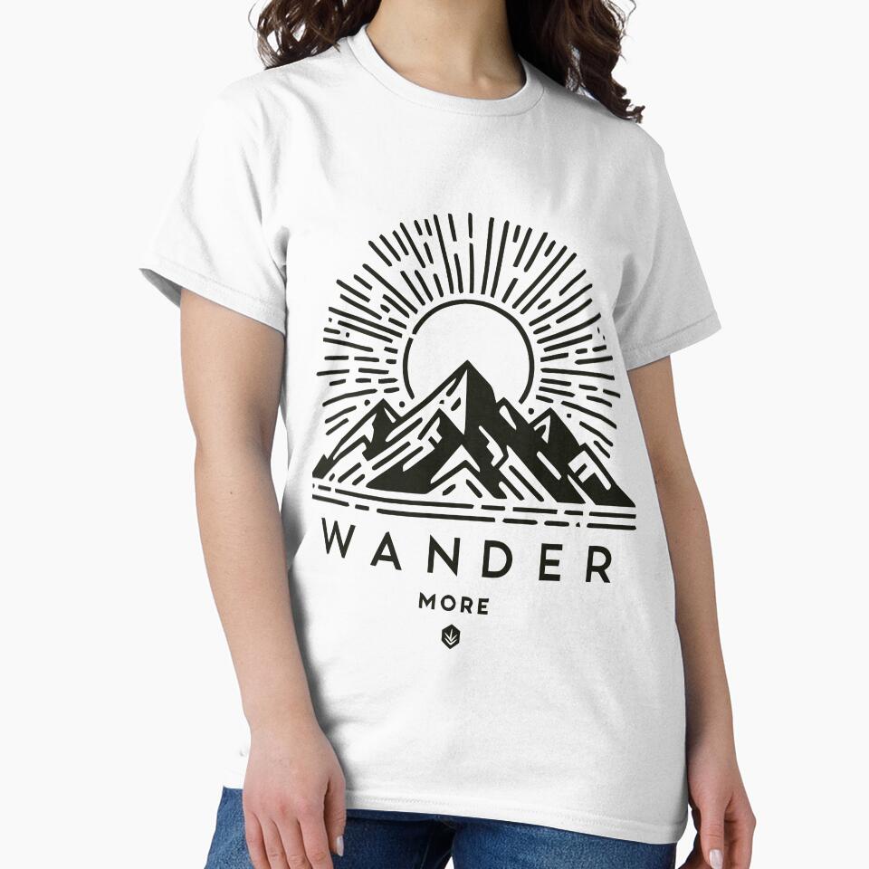 Wander More - Mountain Adventure & Sunrise Inspirational Design by DConcept