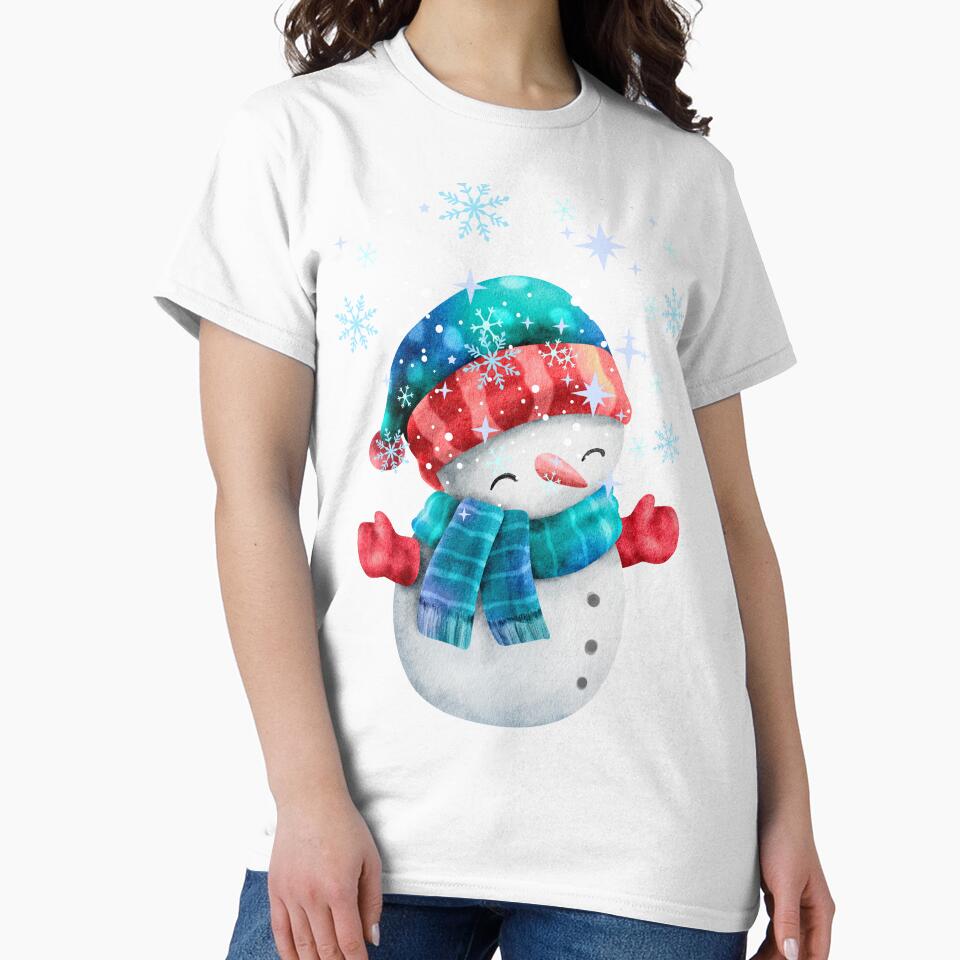 Cute Watercolor Snowman Winter Christmas by     Sela Art