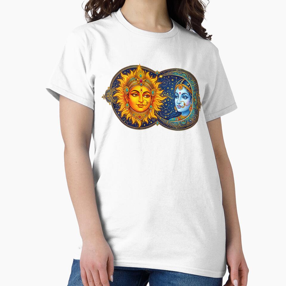 Celestial Sun and Moon Union - Traditional Indian Deity Art by MT-Hub | Art for Every Soul