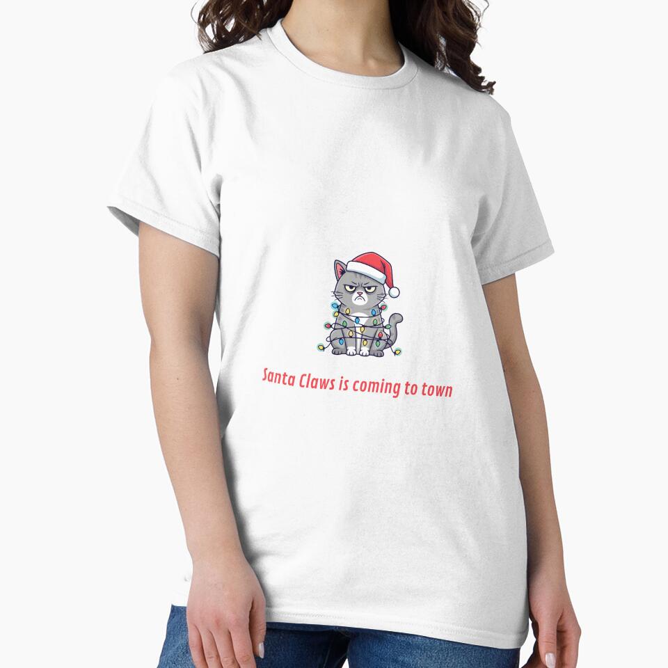 Santa Claws is Coming to Town – Funny Grumpy Cat Christmas Design by tiagoprint