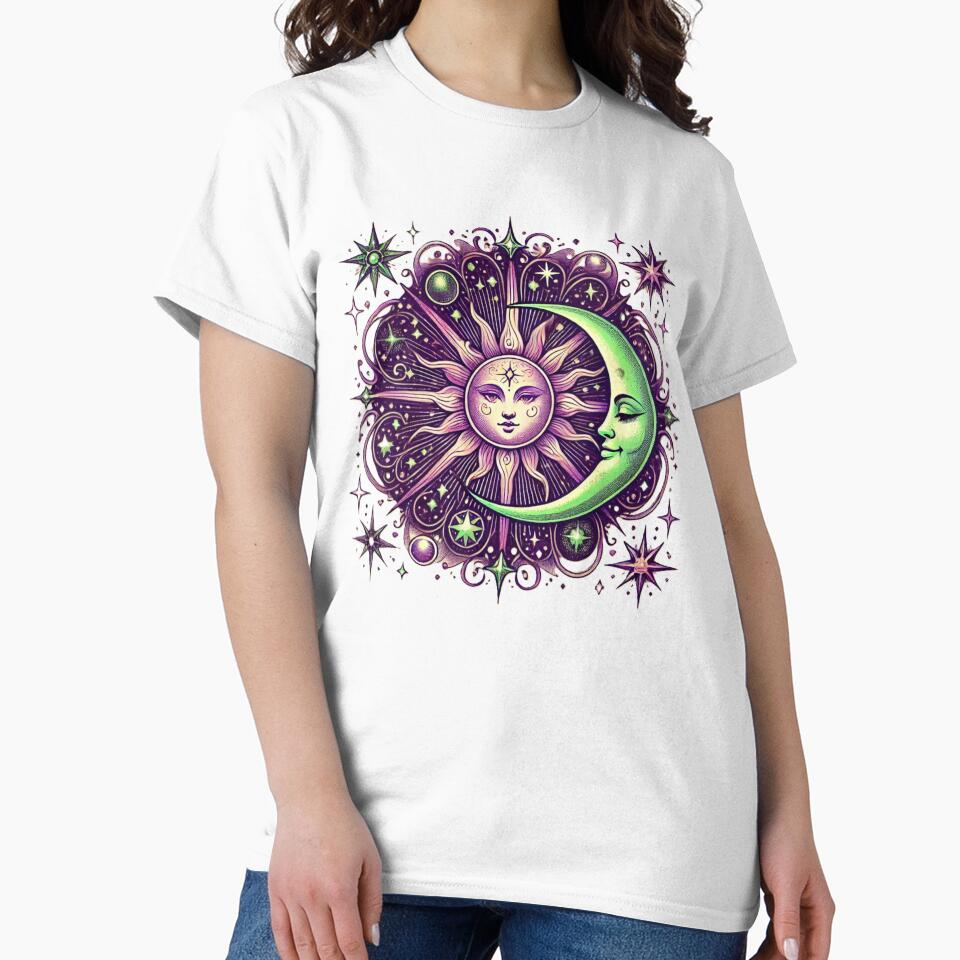 Mystical Sun & Moon in Purple and Green – Cosmic Spiritual Design by CarmaQuanTarot by CarmaQuanTarot