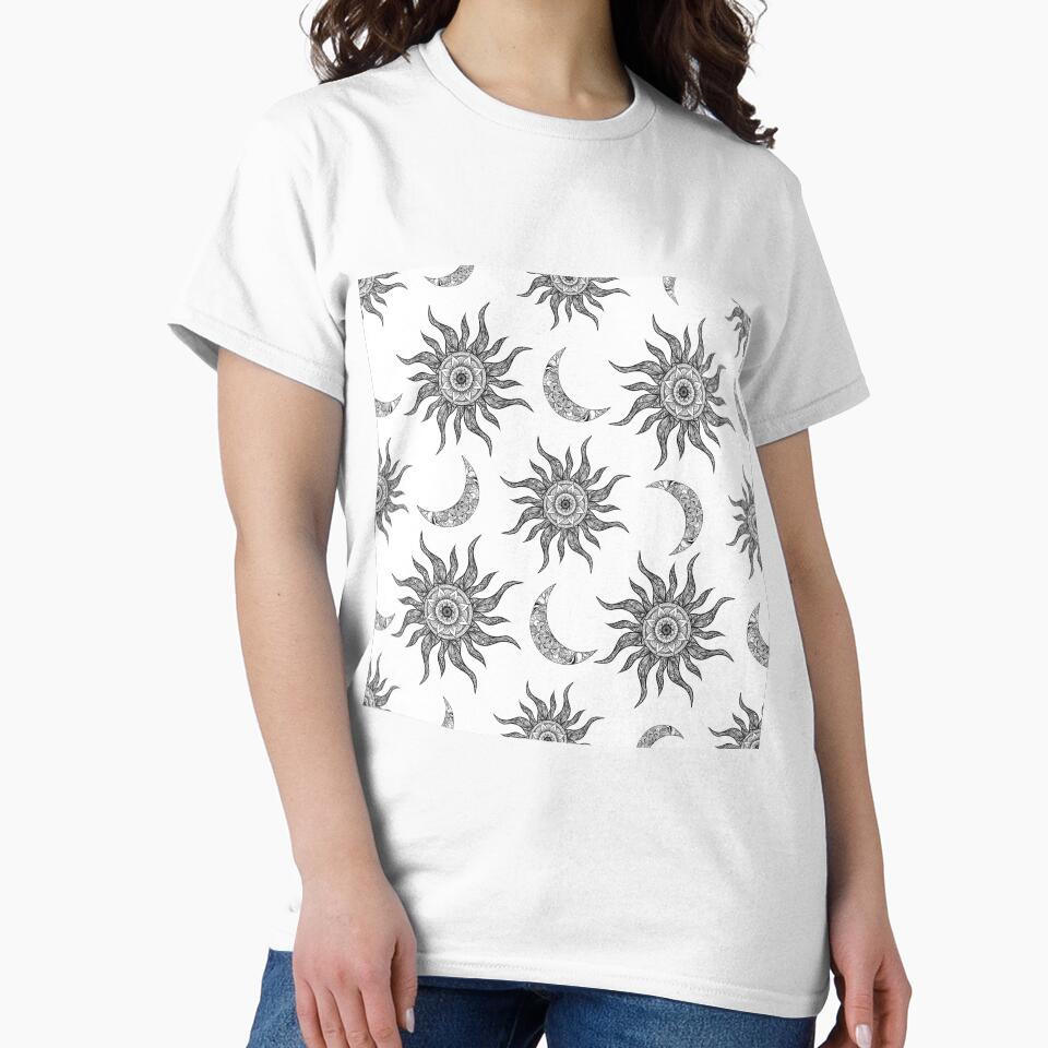Mystic Sun Moon Black and White by NdesignTrend