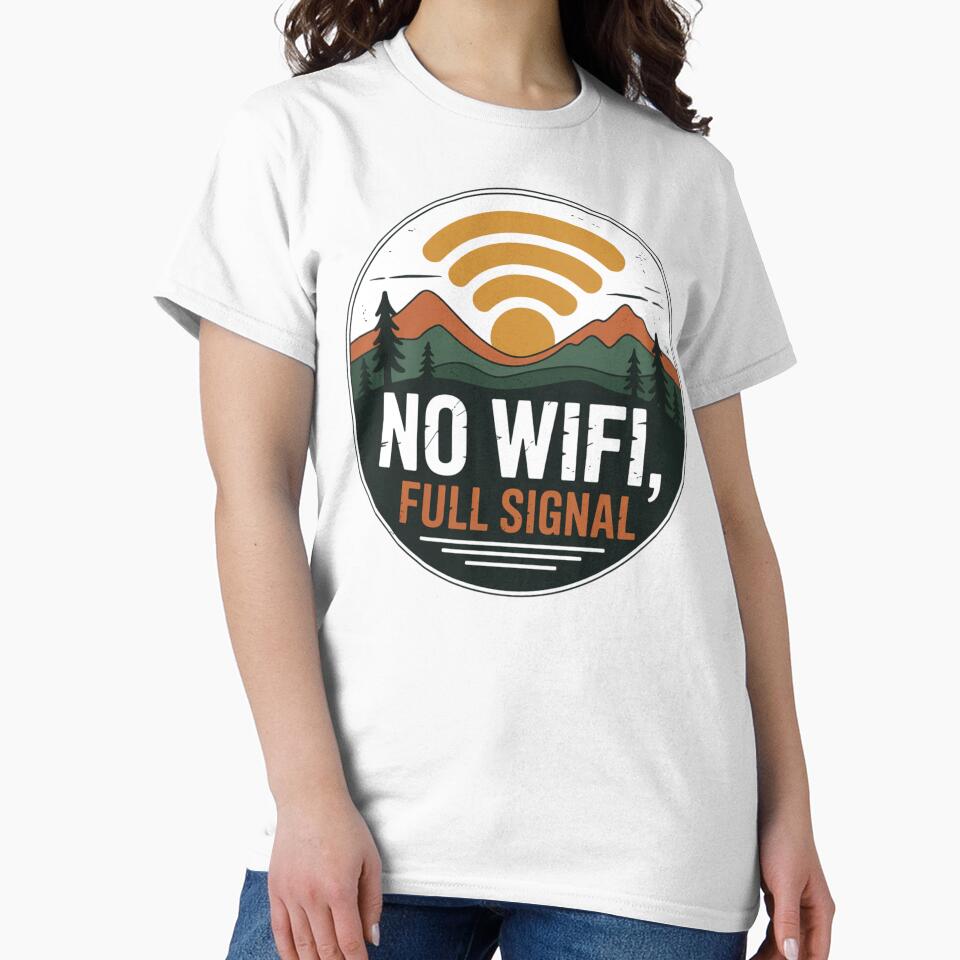 No WiFi, Full Signal – Vintage Funny Hiking Badge by CrunchyGoats