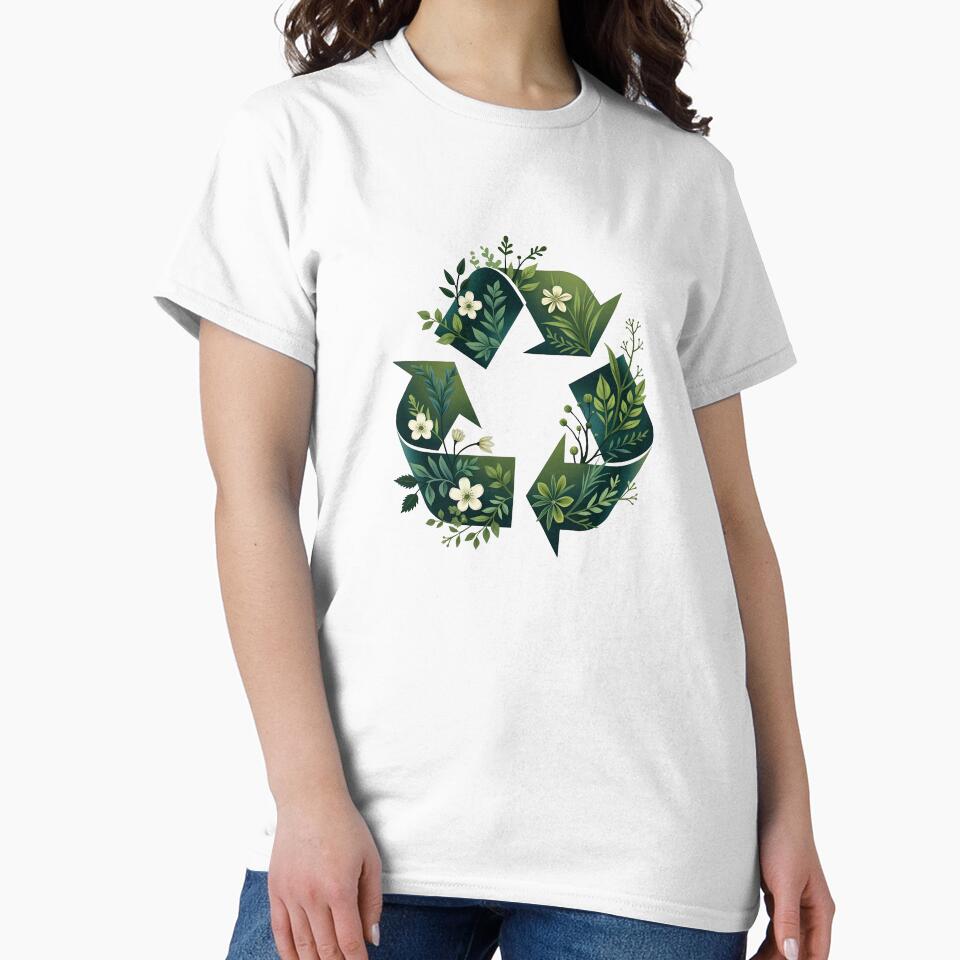 A Vibrant Recycling Symbol of Leaves, Flowers, and Vines by VibeTCreations