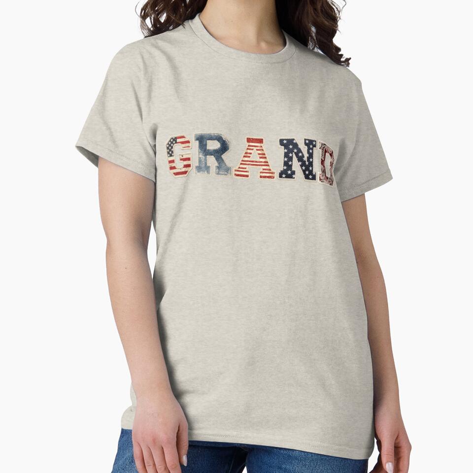 Grand Americana Faux Patchwork Vintage Grandpa Patriotic American Flag Minimal Design by Panom Suavichien