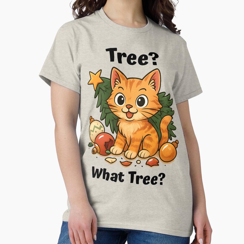 Tree What Tree Funny Christmas Cat by Sachie's Studio