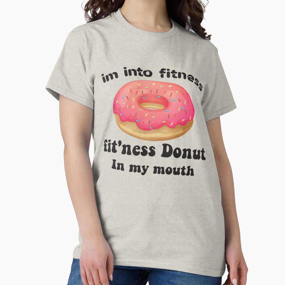 Im into fitness fit'ness Donut in my mouth-Stickers & Magnets- Shirt, Funny Fitness T Shirt, Donut Tuesday, Food Shirt by Aminepop