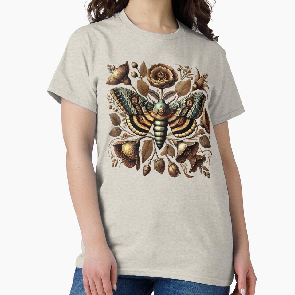 Death's-Head moth among rustic brown blooms by Meandmyshop