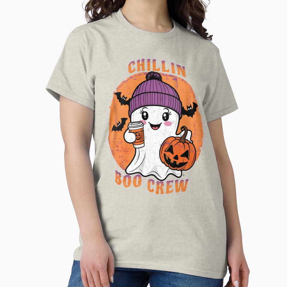 Cute Ghost Halloween Chillin Boo Crew Design by TrendTeeLab