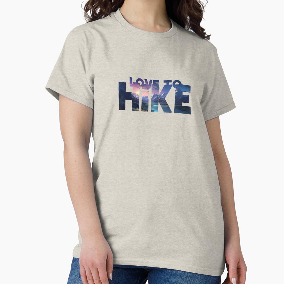 Love to Hike Mountains – Night Landscape Illustration – Adventure Outdoors Nature Artwork by Art Happens