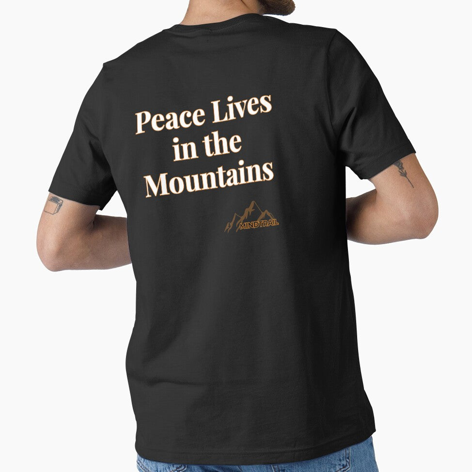 Peace Lives in the Mountains | Outdoor Mindfulness Shirt – Mind Trail by Still Ronin Art