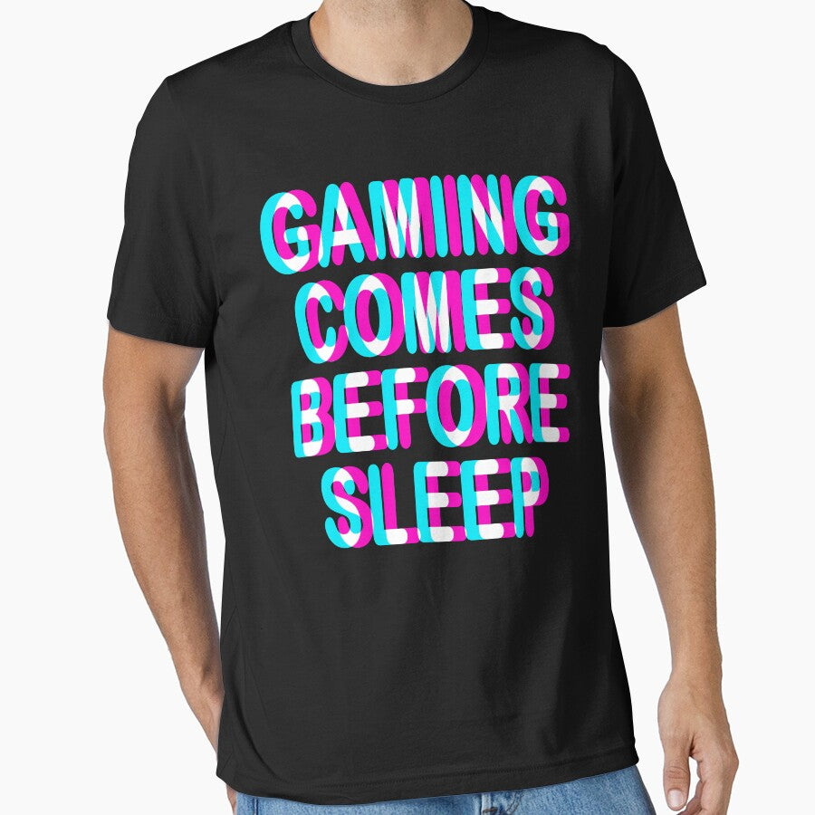 GAMER - GAMING COMES BEFORE SLEEP - TRIPPY 3D GAMING by ShirtWreck
