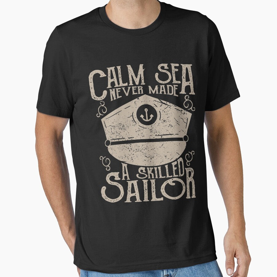 Calm Sea Sailor Retro Vintage Distressed Quote Design by JakeRhodes
