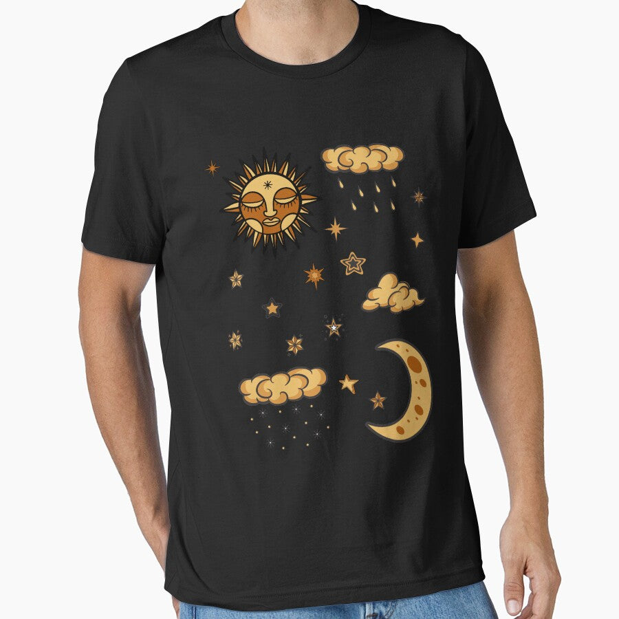 sun and moon trendy celestial modern art by cutecrazytshirt