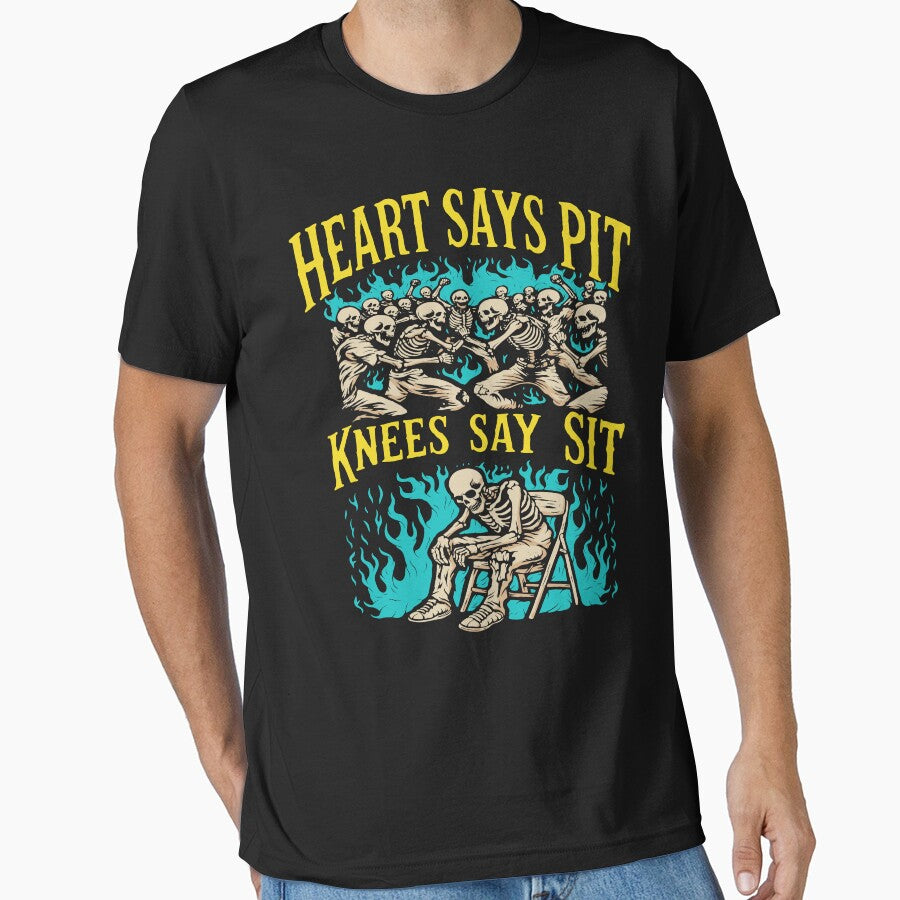 Heart Says Pit Knees Say Sit Funny Skeleton Lover by PixlCrypt