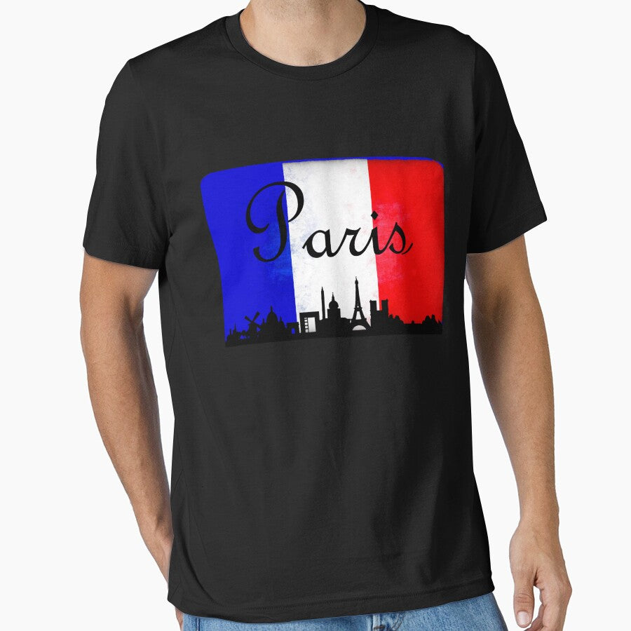 Paris France City Skyline Silhouette French Flag by LarkDesigns