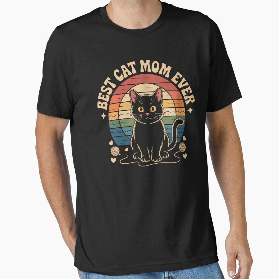 Best Cat Mom Ever – Cute Black Cat Retro Vintage Design by UmazDesigns