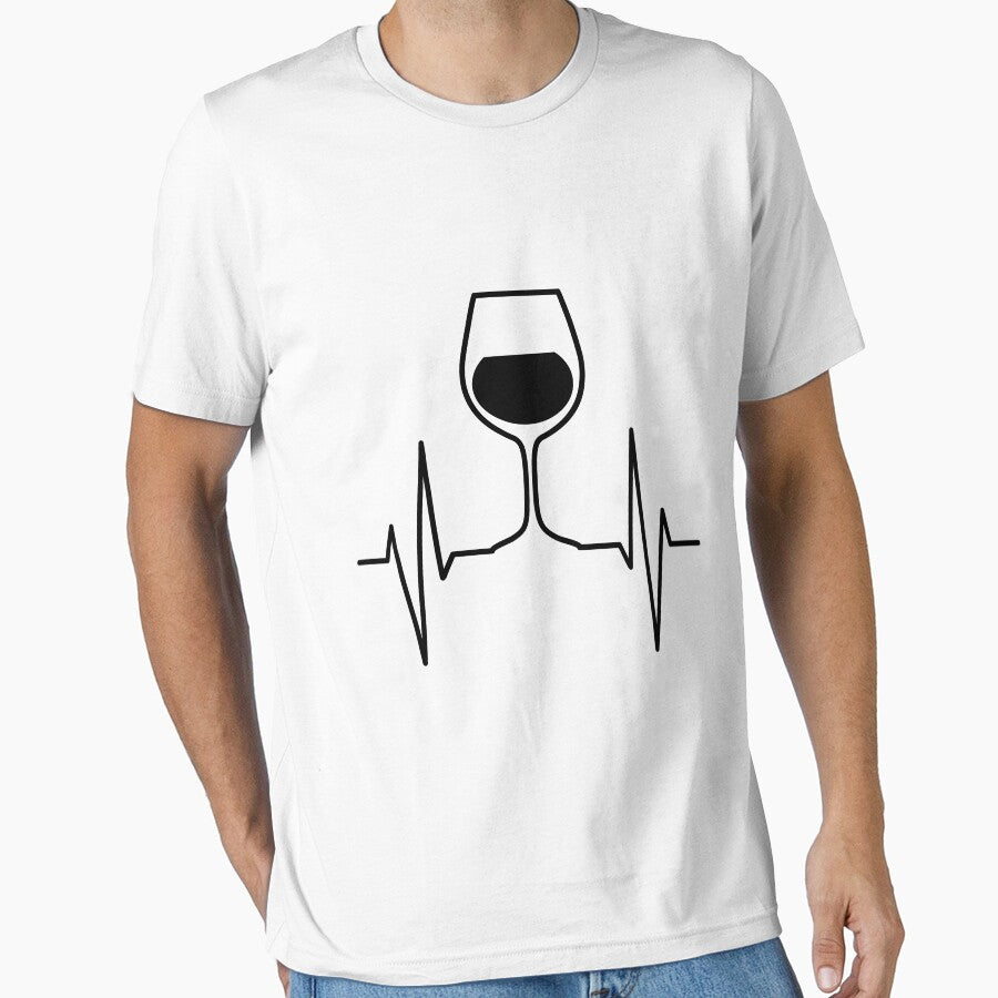 wine heart beat funny T-shirt by RedYolk