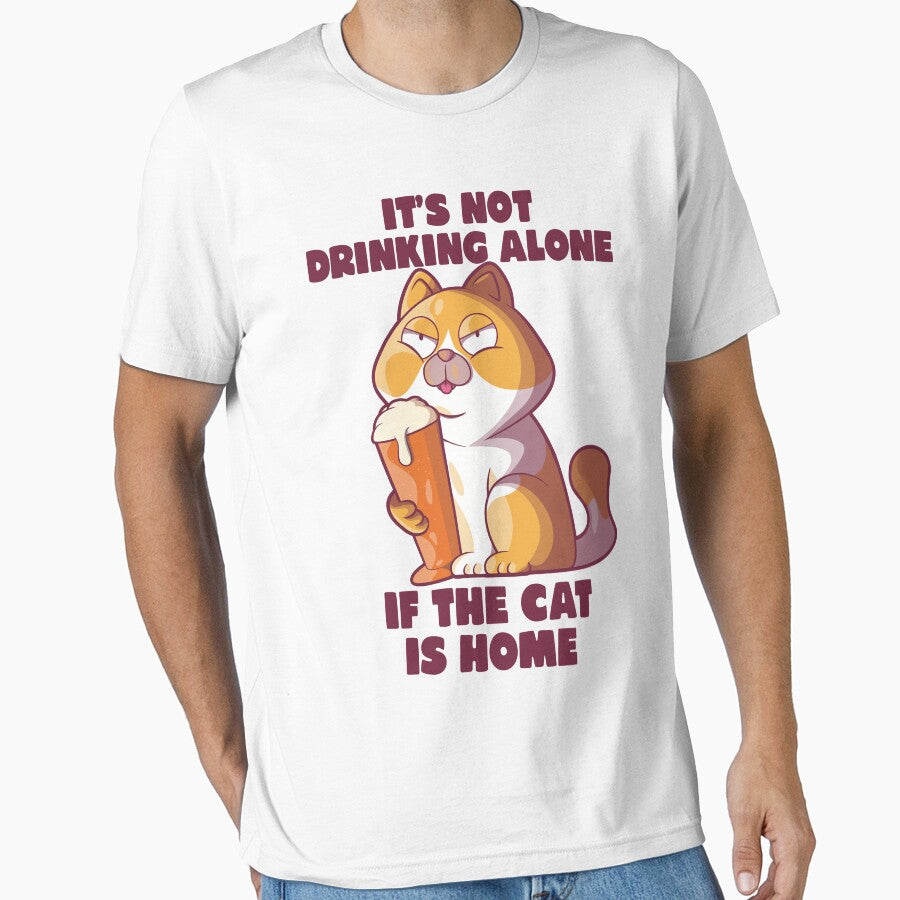 Beer cat funny drinking joke – It’s not drinking alone (on light colors) by messy-nessie
