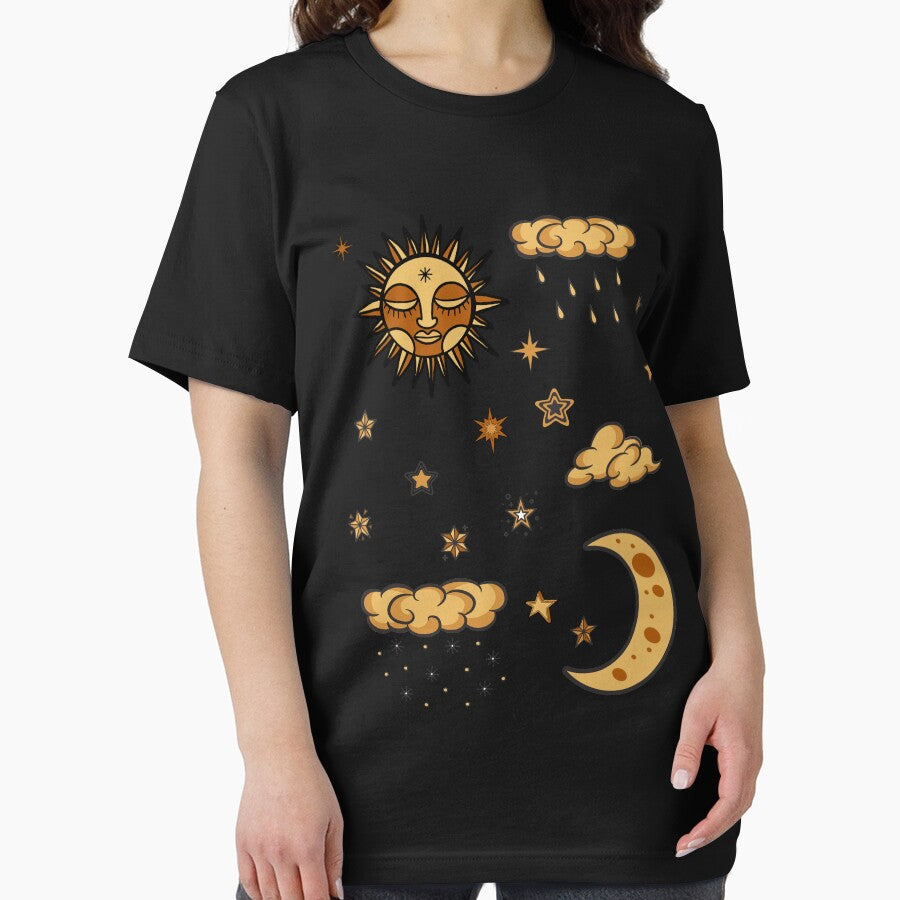 sun and moon trendy celestial modern art by cutecrazytshirt
