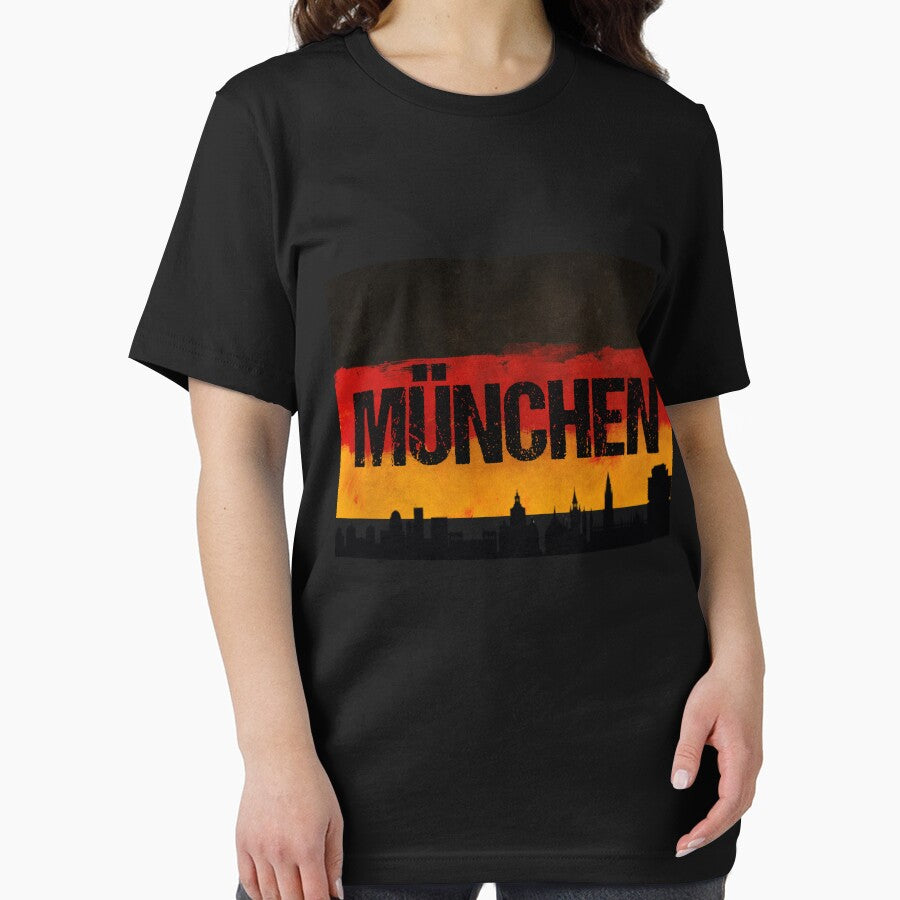 Munchen Germany City Skyline Distressed Flag by LarkDesigns