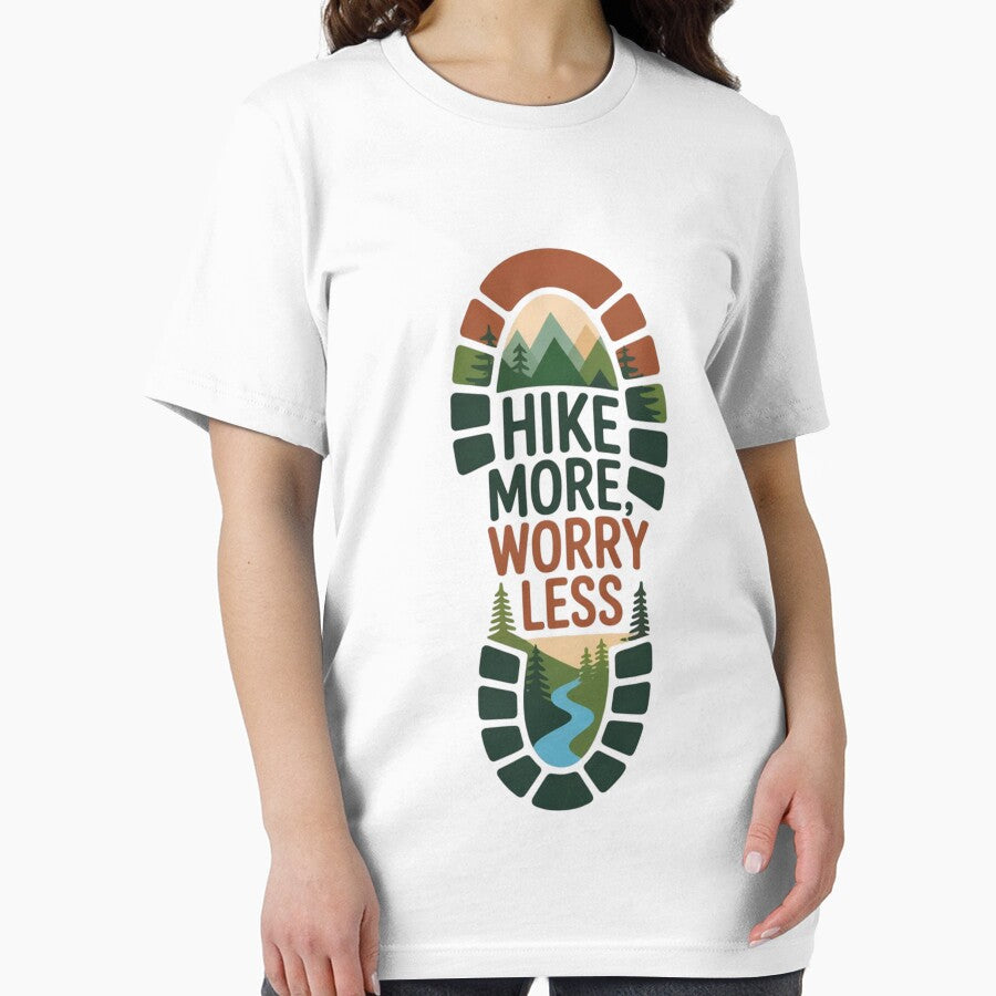 Hike More Worry Less Boot Print Nature Hiking Design by RALYSHOP