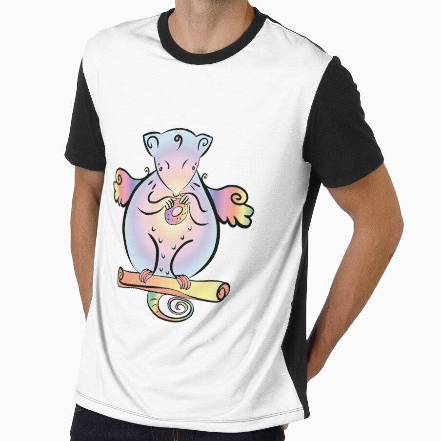 Rainbow Rat with wings and doughnut by hikarski