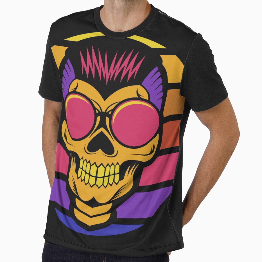 Skull sunset Retro style by leen12 Art Designs Prints