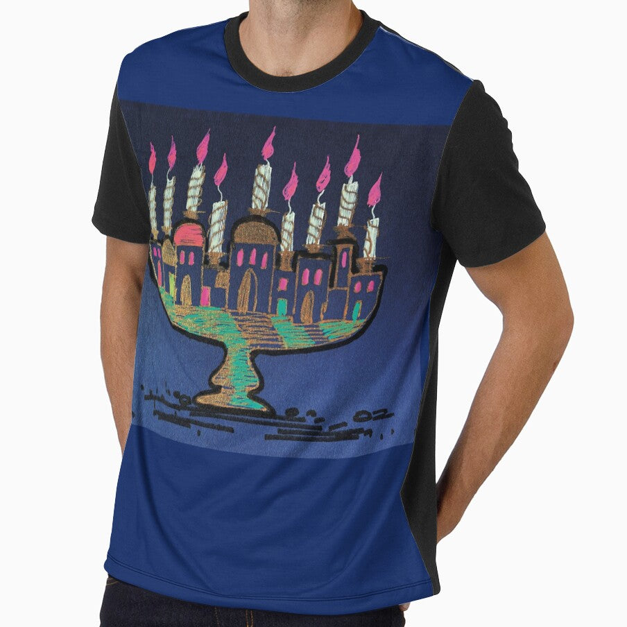 Lights of Hanukkiah Town at Night by Olga Zamlinsky