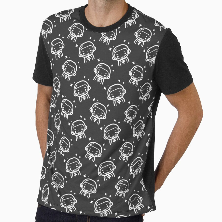 Happy Halloween Holiday | Spooky Skeleton Line Art Cartoon Pattern by Ainbowz-Artwork