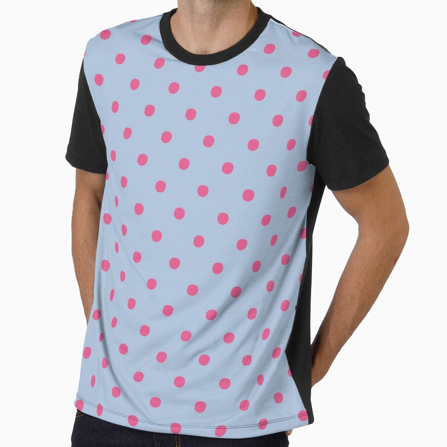 Pastel Blue and Pink Polka Dots | Cute Pink Spots on Light Blue Pattern | Preppy Blue and Pink Dots | Retro Blue and Hot Pink Polka Dot Seamless Pattern | Soft Blue and Magenta Dots Design by VivaFy