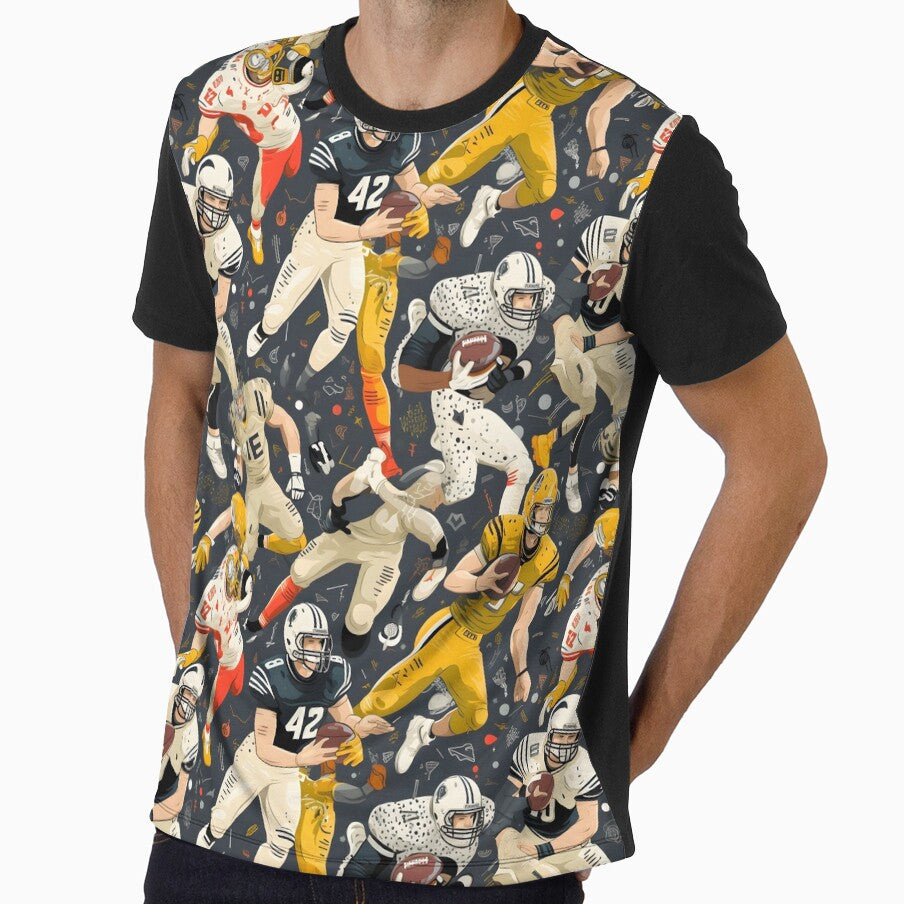 Lace up our cleats, fasten our chin straps, put the records on, and let’s embark—Football Kickoff Season startup adventure. Autumn Design Fall Fashion Football Pattern adventure by ignasirus