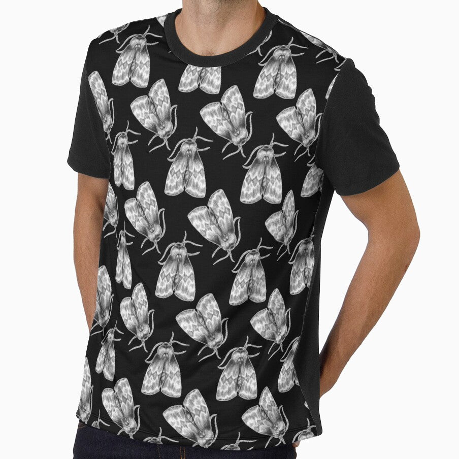 Moth Black and White Insect Pattern Pencil Drawing by Ivy Lily Art