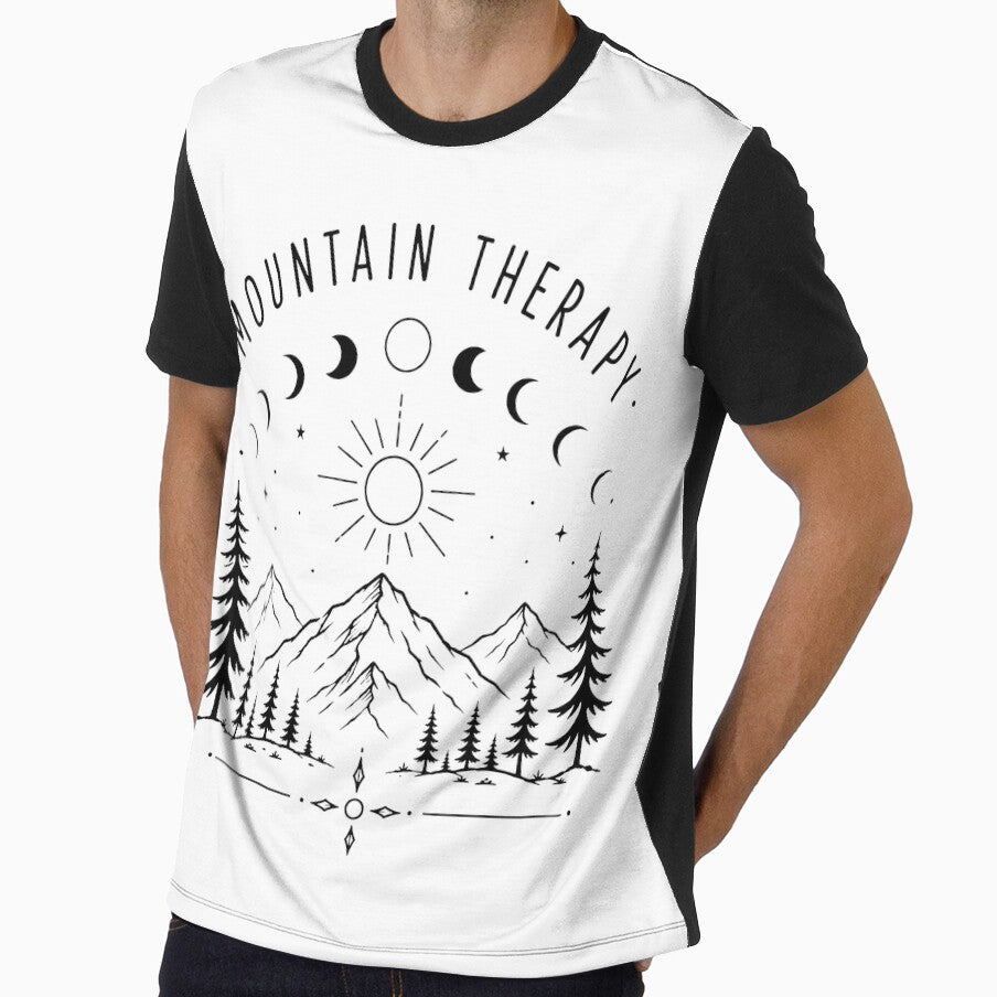 Mountain Therapy Moon Phase Line Art by HumanMess
