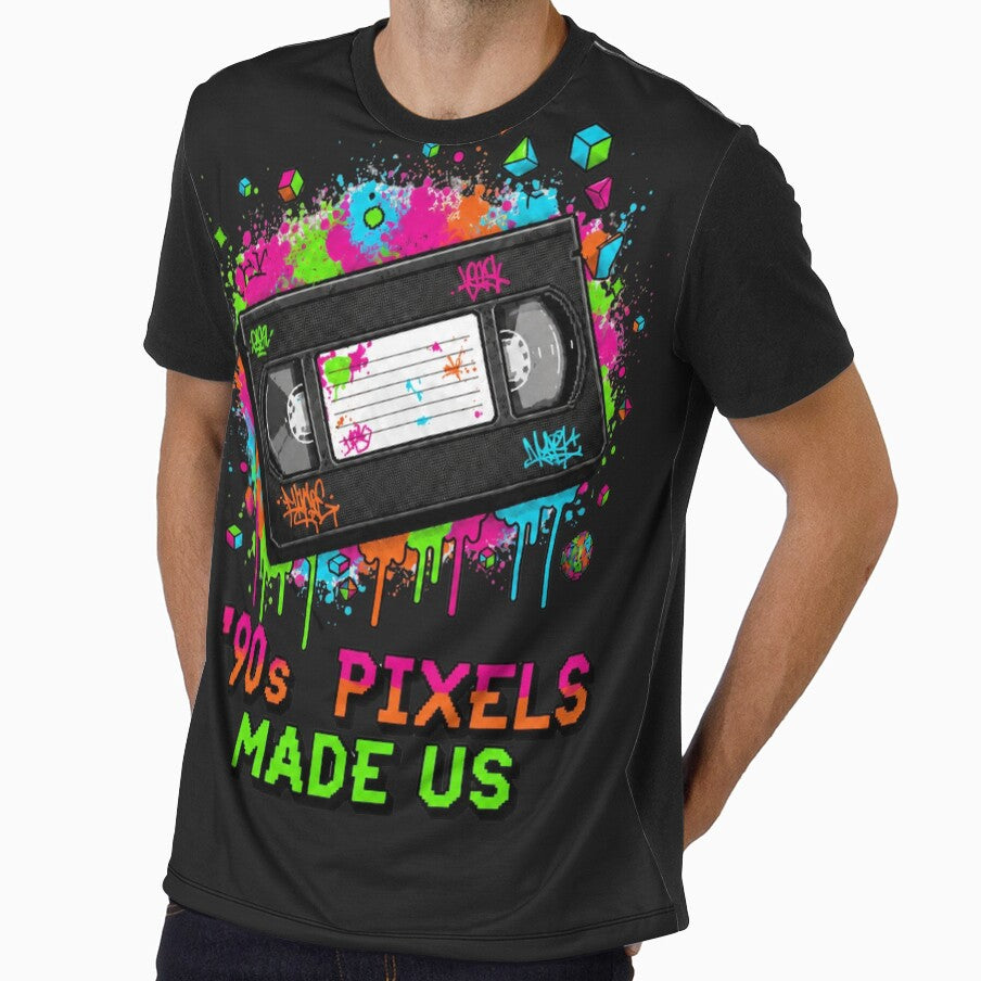 90s Pixels Made Us Retro VHS Nostalgia Design by PixelBlob