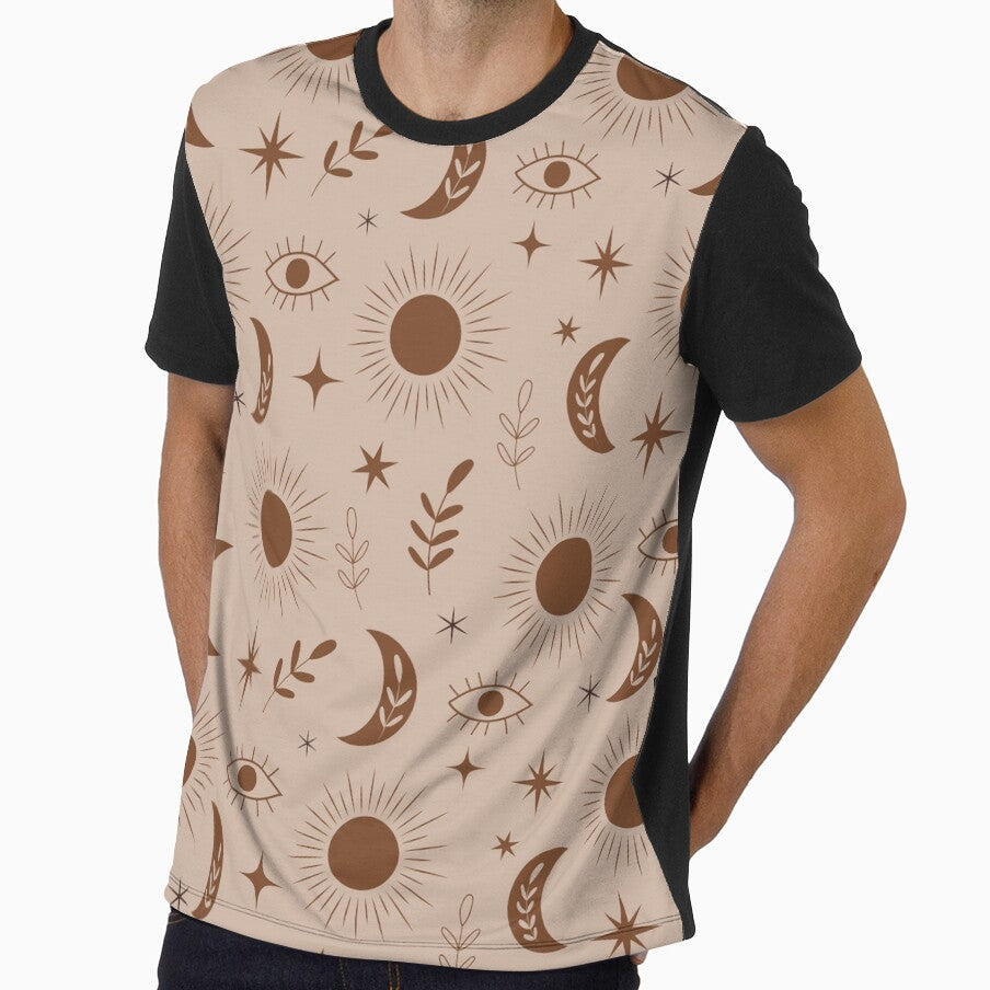 Earthy Brown  Boho Sun and Moon pattern by Yasminepatterns