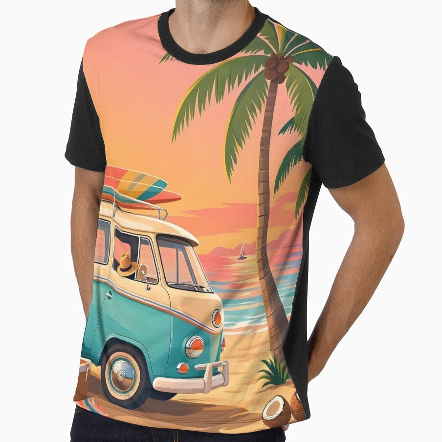 Vintage Surf Van Tropical Beach Sunset by Herodestroyer