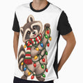 Cute Christmas Raccoon with Holiday Lights by aleano2026
