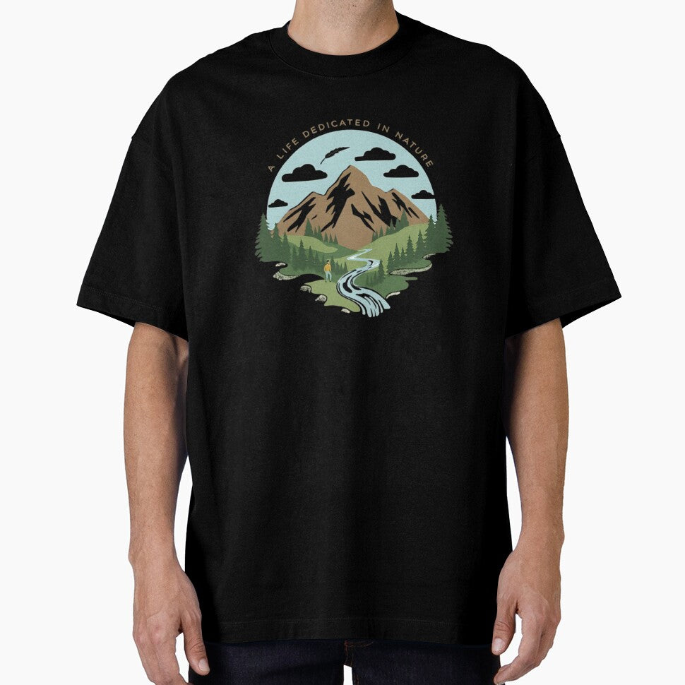 A Life Dedicated in Nature – Scenic Mountain Adventure Art by The-Daily-Drape