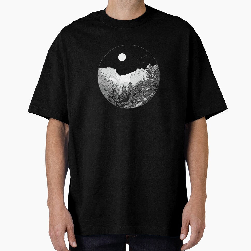 Mountain Range with Forest and Sun in Mandala Circle - Explore Respect Love Our Nature by Loving Nature Gifts