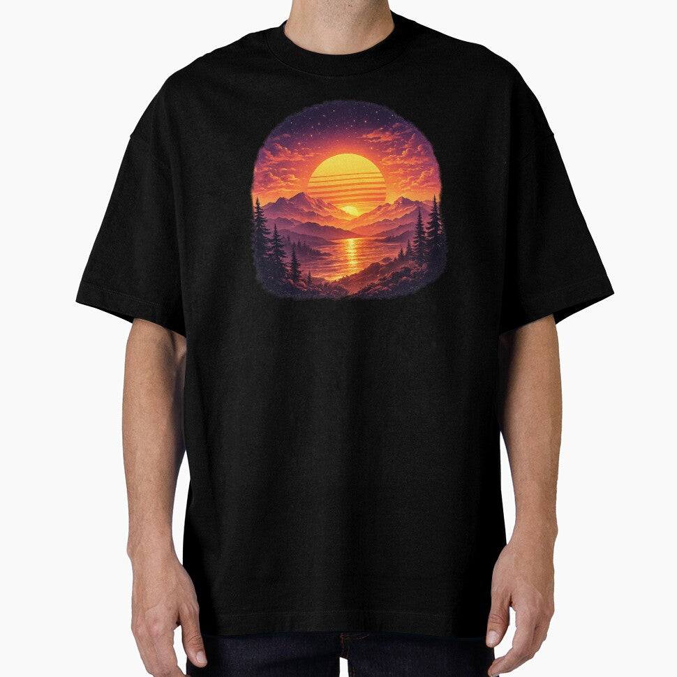 Retro Mountain Sunset Landscape by Daily Spark Designs