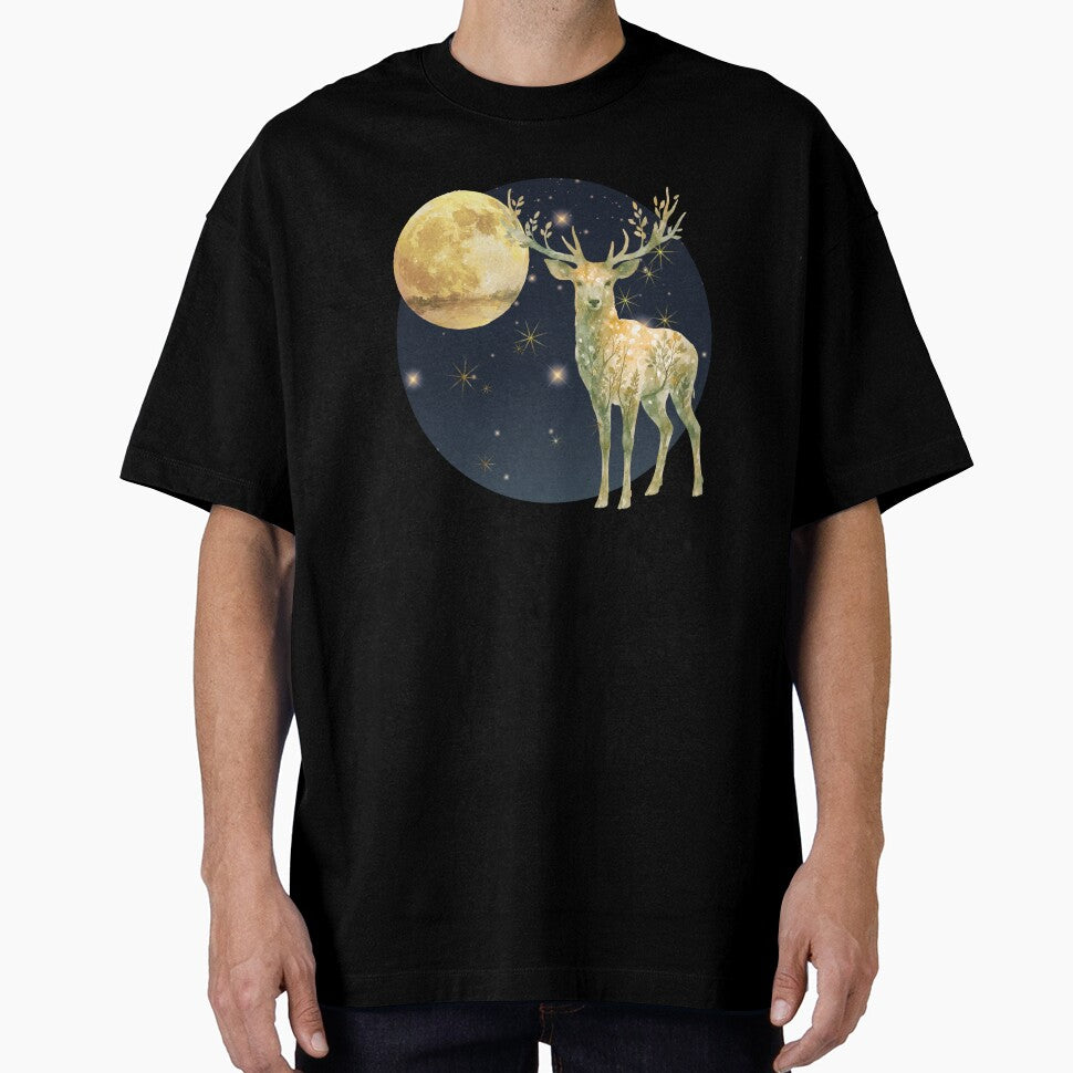 Celestial deer under moon & stars by 247DesignStudio