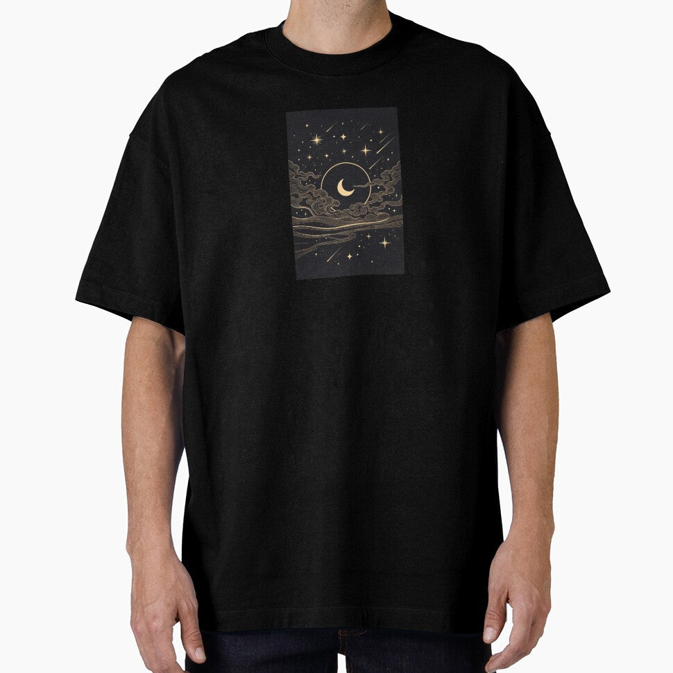 Golden Crescent Moon in Midnight Sky by KiraChie