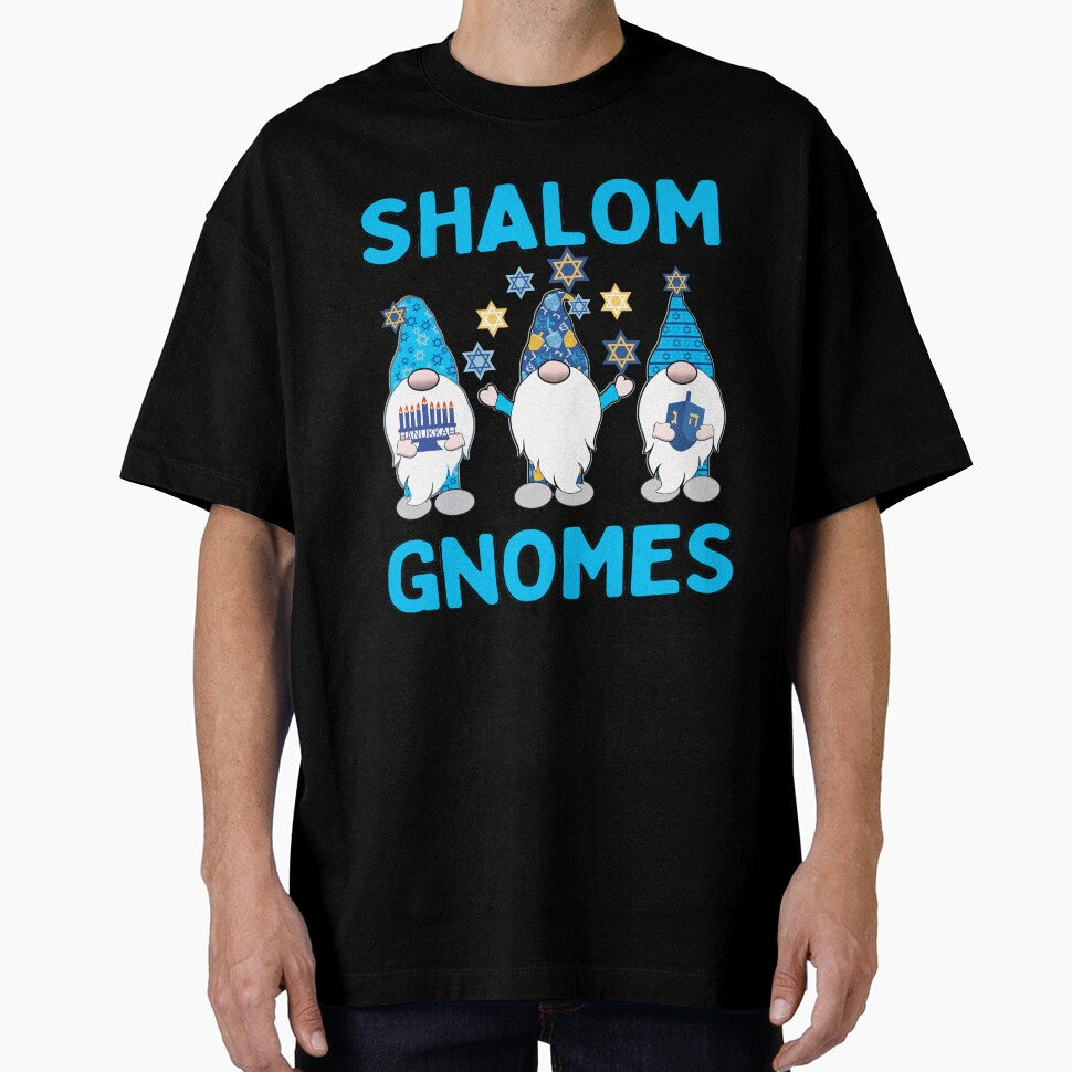 Shalom Gnome 3 Hanukkah Gnomes Elves Cute Blue Dreidel Hats by funnytshirtemp