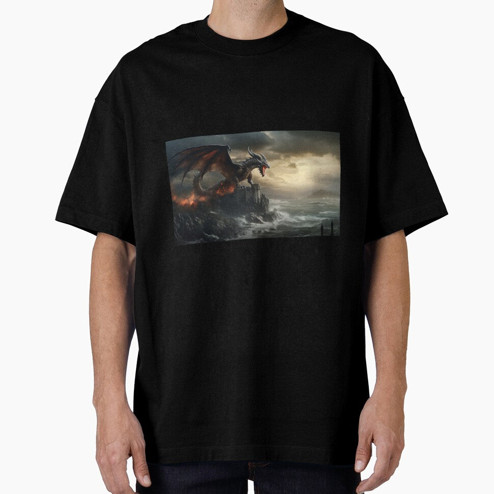 Dark Fantasy Landscape - Fire Dragon Roaring by Fantasy Masterpiece
