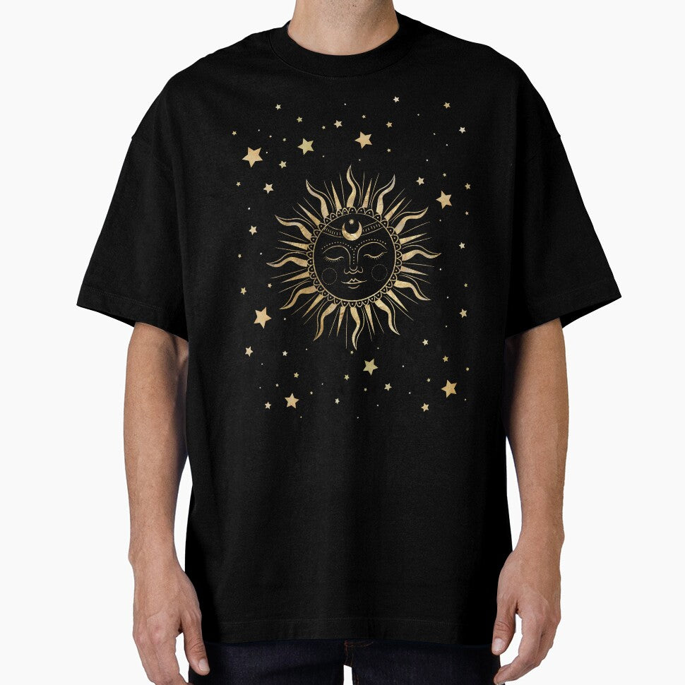 sun and moon celestial gold art by cutecrazytshirt