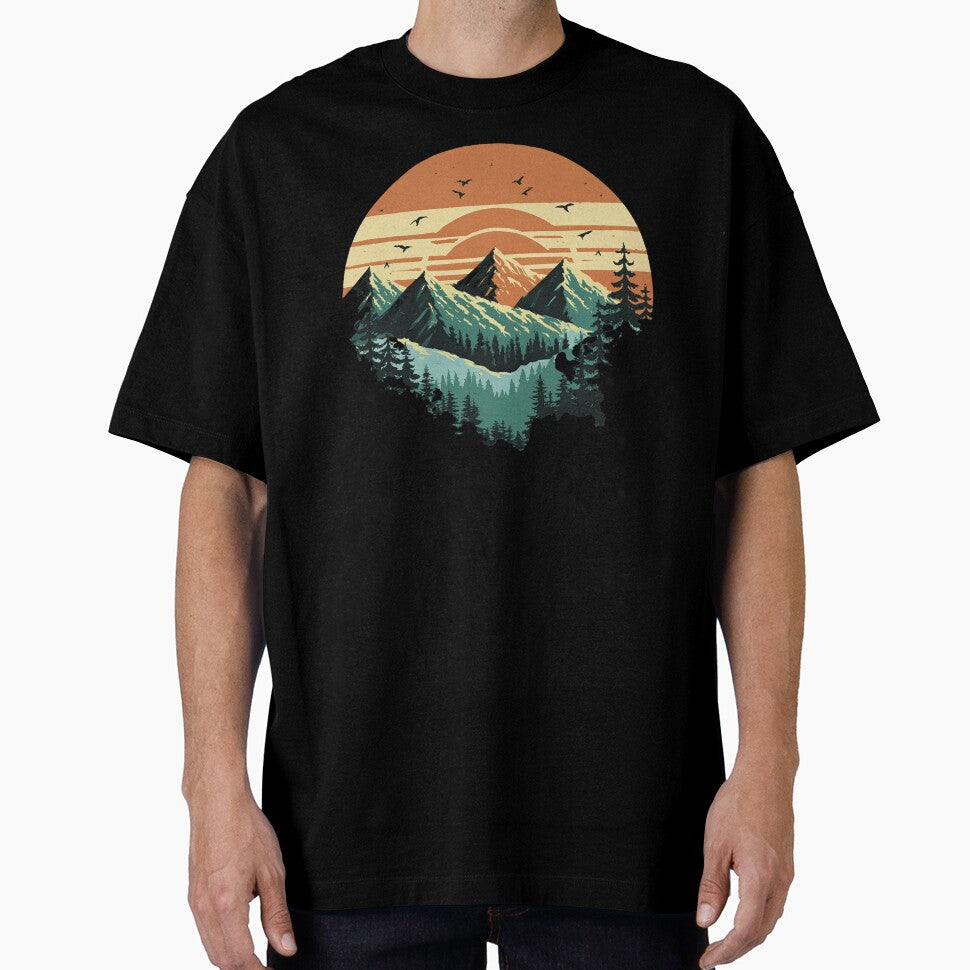 Vintage Mountain Sunrise: Retro Forest Landscape by Loving Nature Gifts