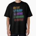 Eat Sleep Anime Gaming Repeat Neon Icons by judycuevas1