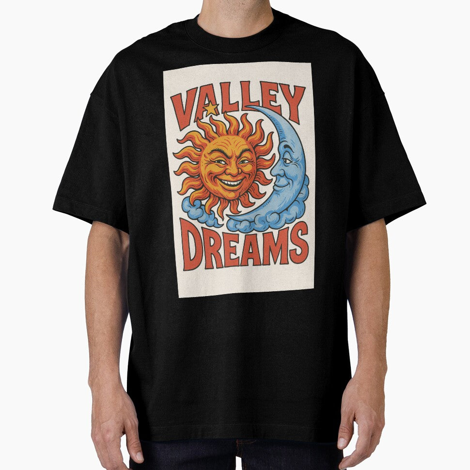 Valley Dreams Sun and Moon Vintage Art Print by weirdfishes123
