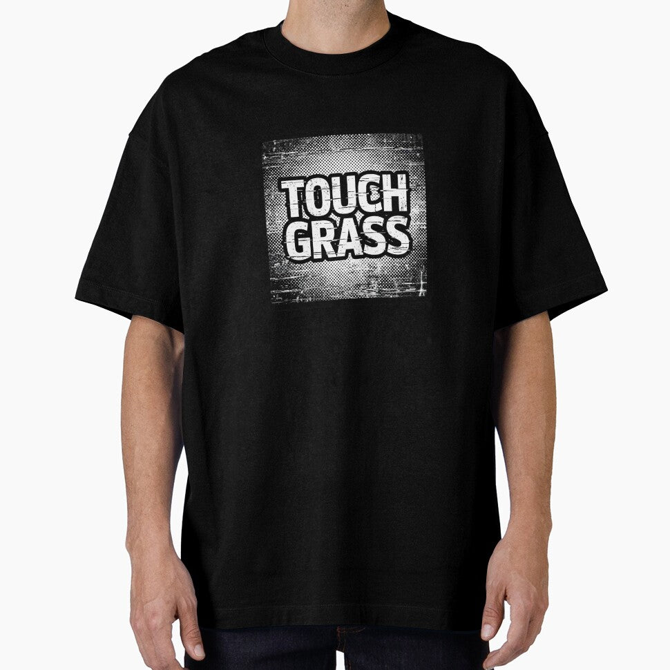 Touch Grass Grunge Distressed Text by PreeCha Art & Co.